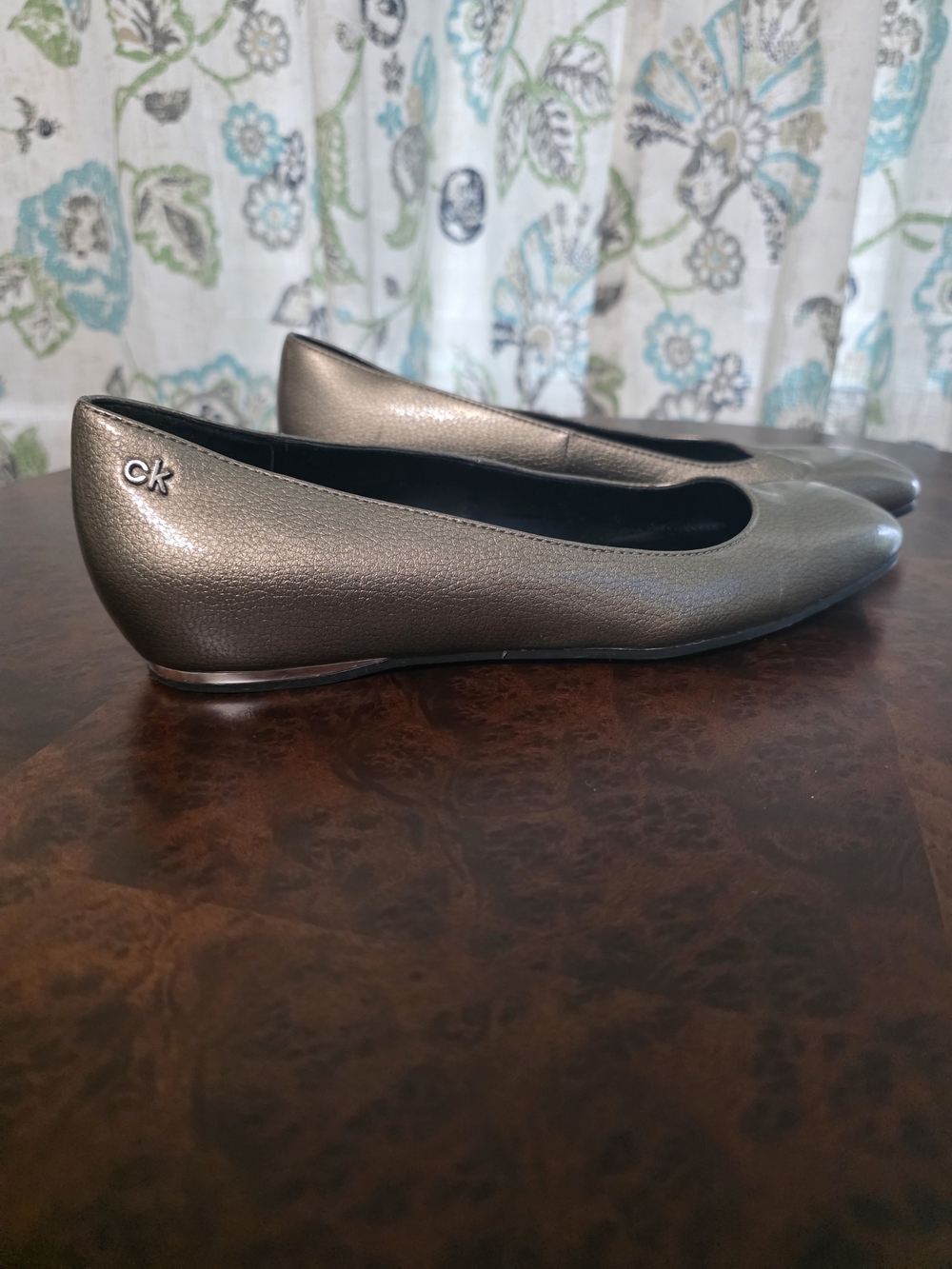 Calvin Klein Metallic Gray Ballet Flats